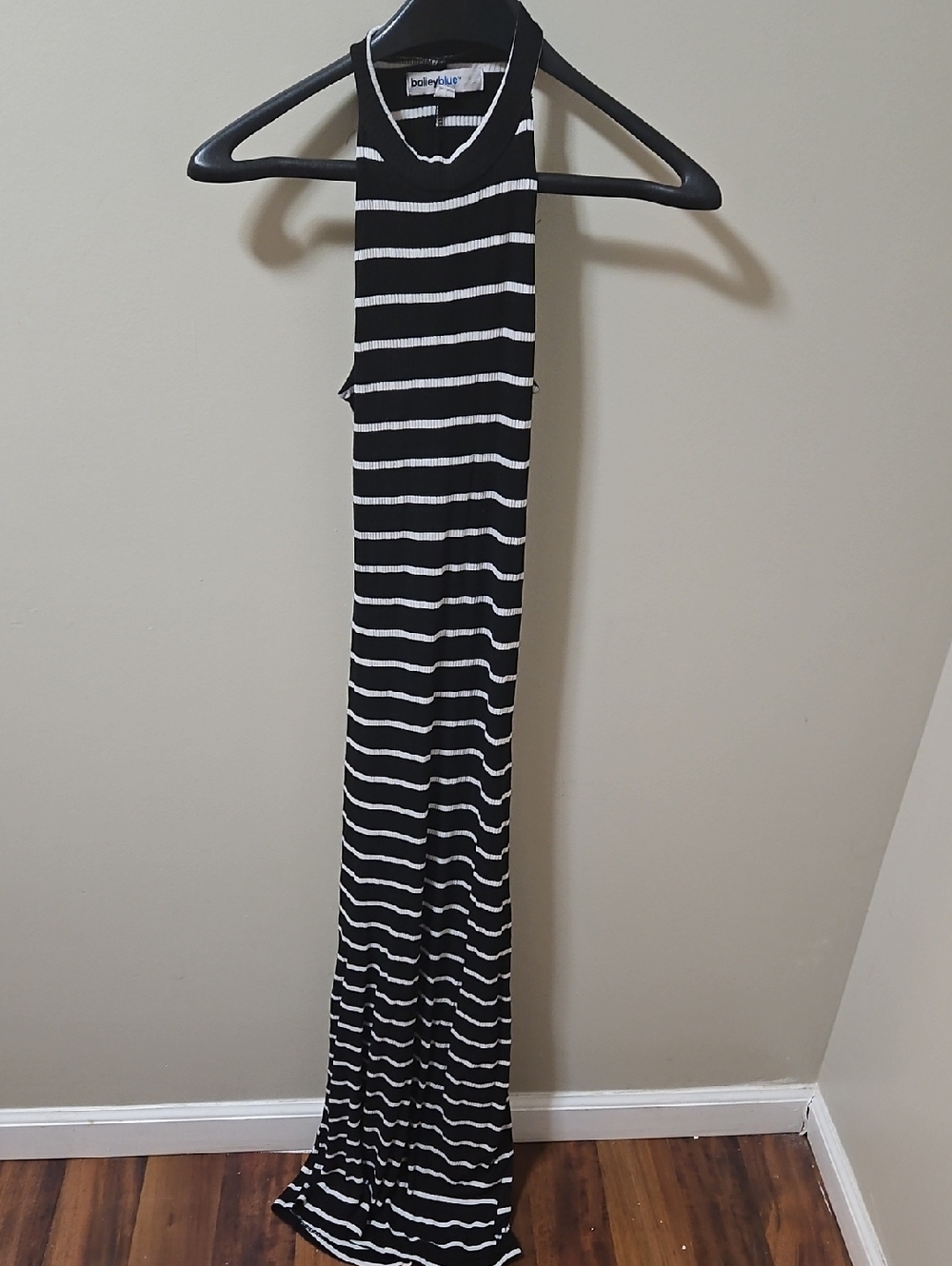 Boden Black and White Striped Sleeveless Maxi Dress
